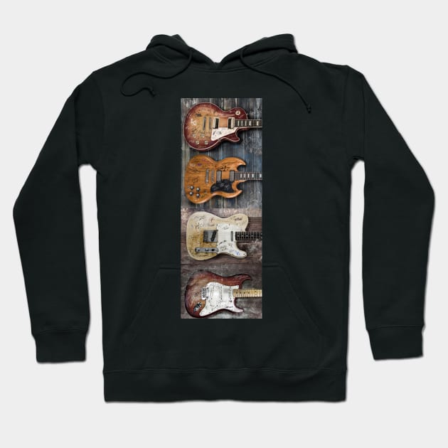 Famous guitarists signatures 3 Hoodie by IconsPopArt